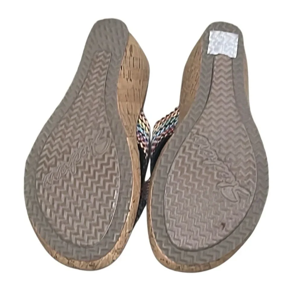 Sketchers Women’s 7 Black and Blue Cross-Strap Sandals with Textured Design